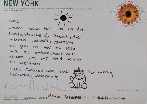 Handgeschriebene Postkarte aus New York